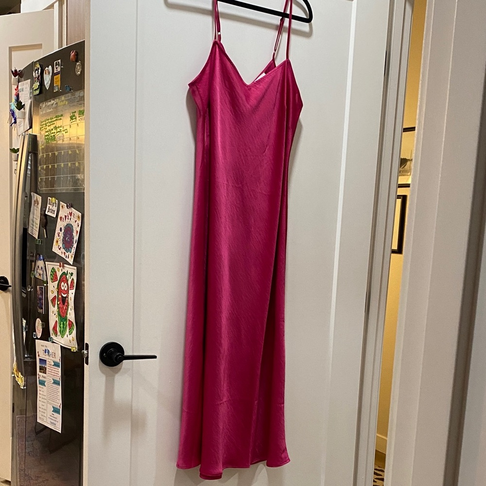 LOFT Vibrant Pink satin dress